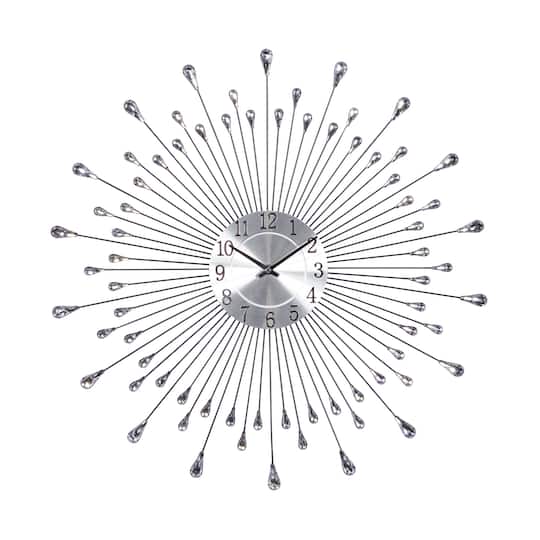 Silver Metal Modern Wall Clock, 23&#x22; x 23&#x22; x 2&#x22;